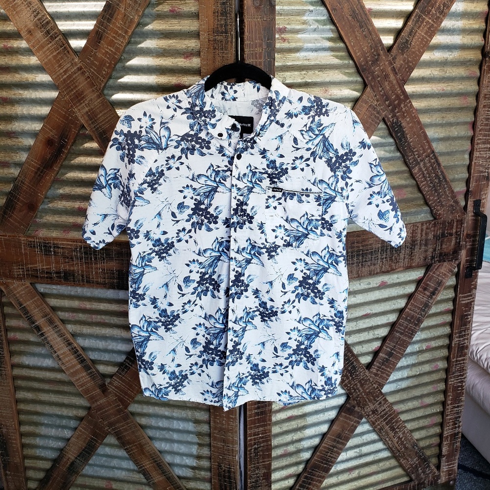 Floral Hurley Button Up Boys Large